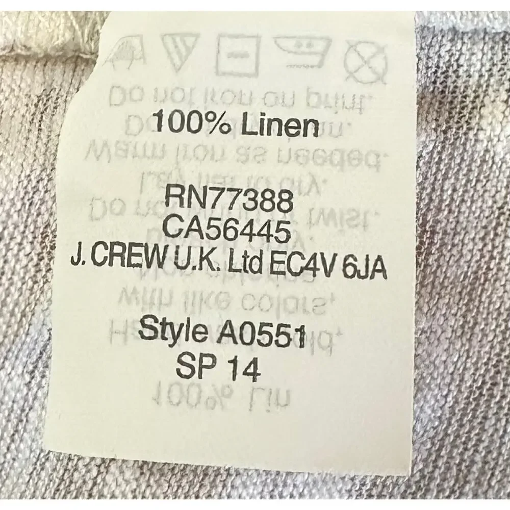 J. Crew Pure Linen Paneled T-Shirt Striped Beige White A0551 Size S